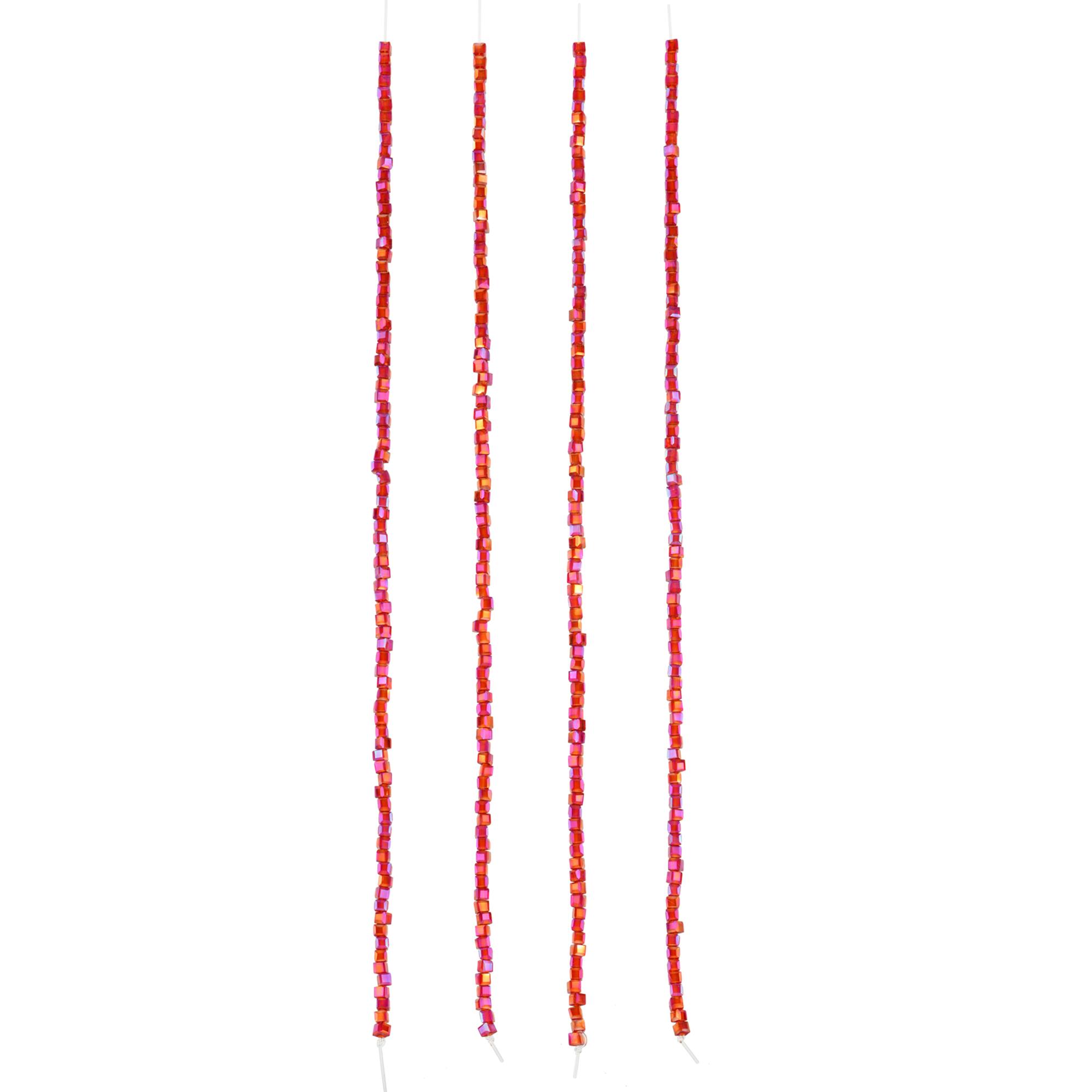Red Faceted Glass Cube Beads, 2mm by Bead Landing™